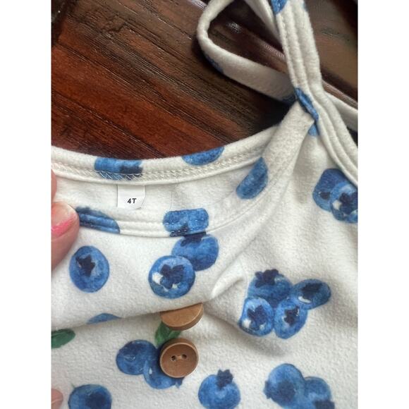 Jane + Jo dress 4T House Dress Blueberry Super Soft Tie Shoulders Cottagecore - Picture 4 of 7